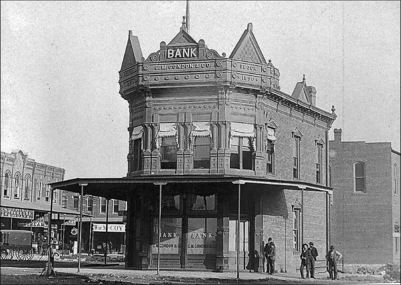 The historic C.M. Condon & Co. Bank in Coffeyville, Kansas, circa 1890