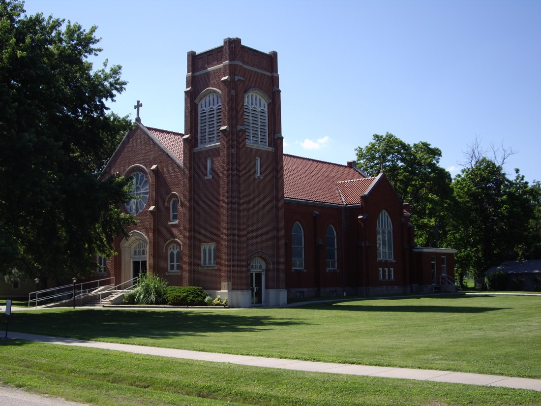 St. Patrick Catholic Church in Florence, Kansas — a handsome historic stone church serving the Cottonwood Valley community
