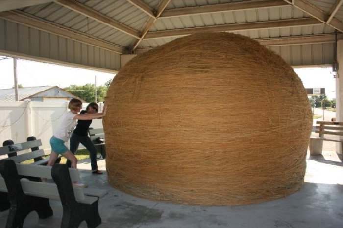 The World's Largest Ball of Twine under its open-air gazebo in Cawker City, Kansas — a beloved community landmark featured on the library website